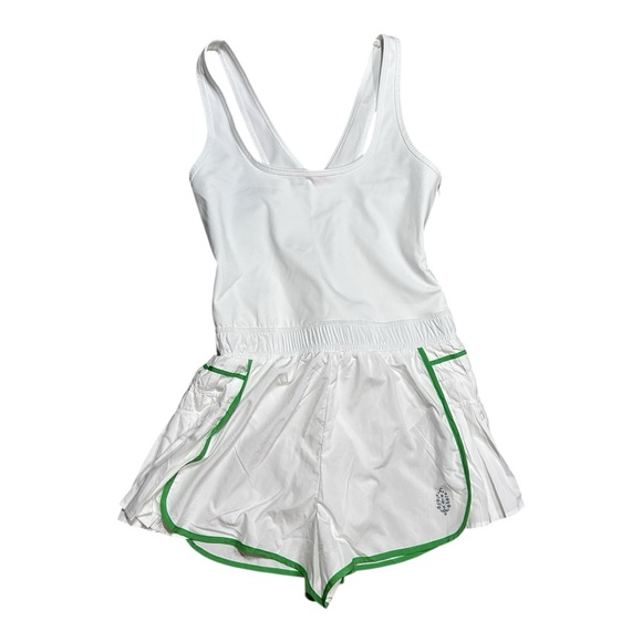 NWT Free People Easy Tiger Tennis Romper. White/green. Small or Medium - Picture 2 of 9